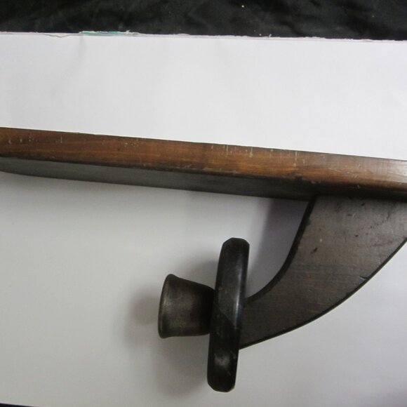 RETRO 70'S COLONIAL STYLE WOODEN CANDLE WALL SCONCES, HAND MADE, DK WOOD - Picture 7 of 8